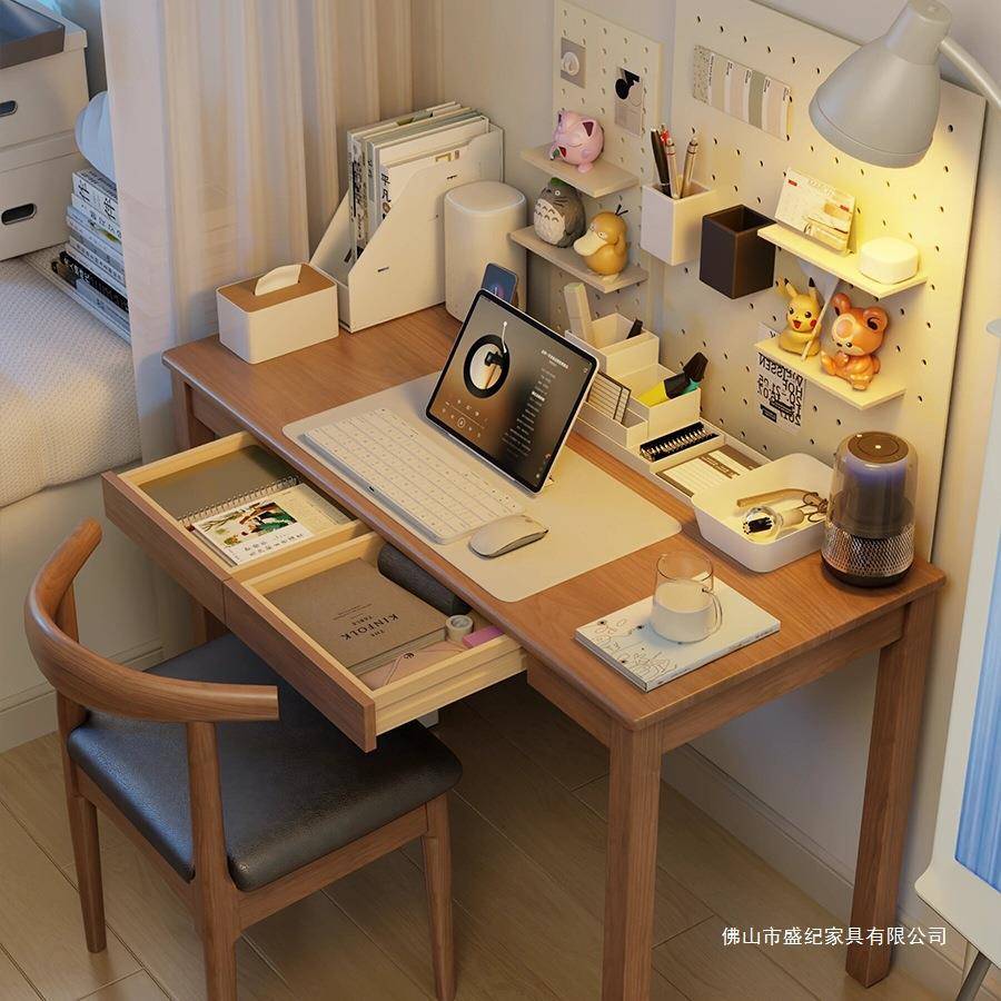 实木书桌家用简约办公电脑桌子长方形卧室学生学习桌小户型写字桌
