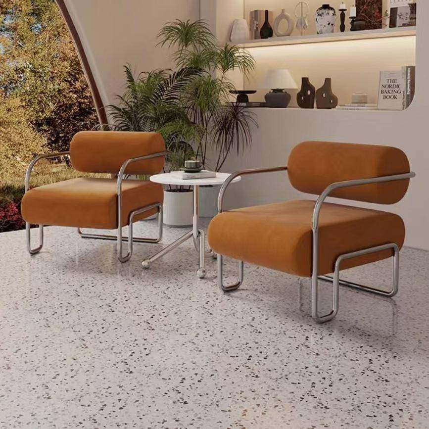 单人沙发椅极简轻奢客厅阳台懒人休闲椅躺椅中古风复古设计师椅子