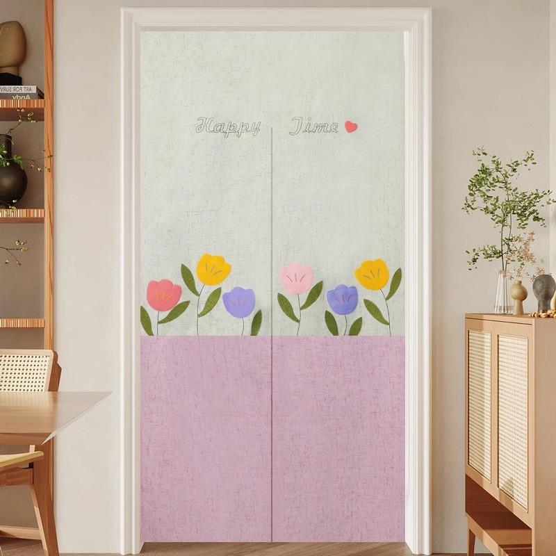 门帘半帘隔断帘卧室房间家用防蚊棉麻质感卫生间大门遮挡帘子新款