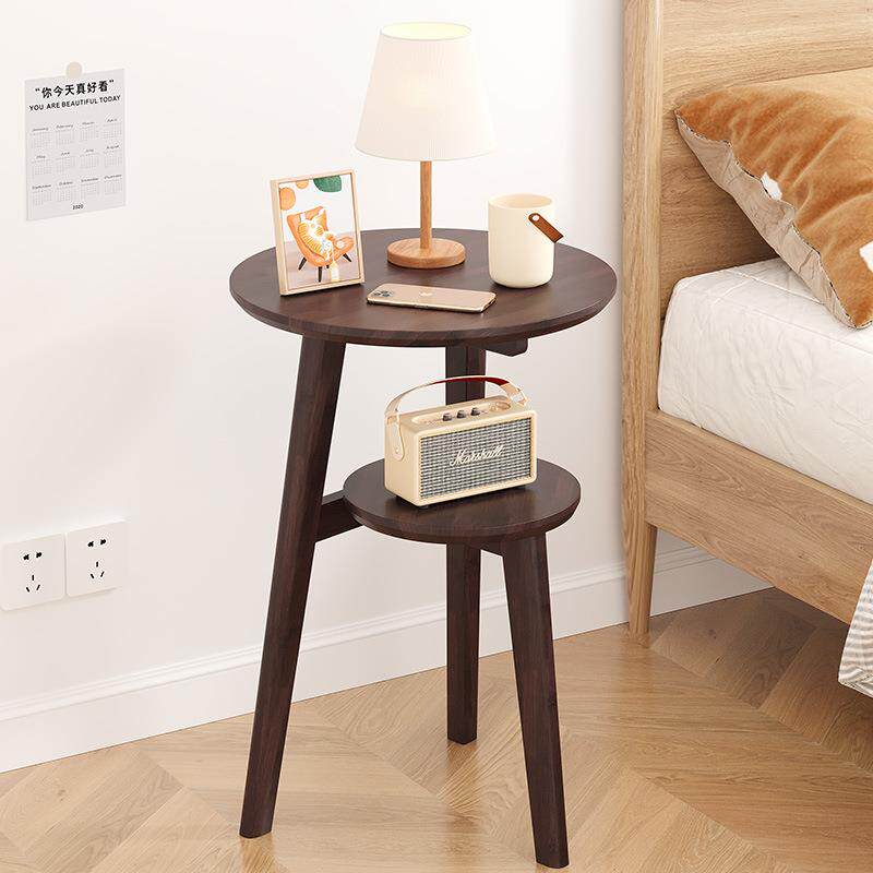 楠竹轻奢小户型客厅茶几简约现代家用圆形双层边几民宿酒店沙发小