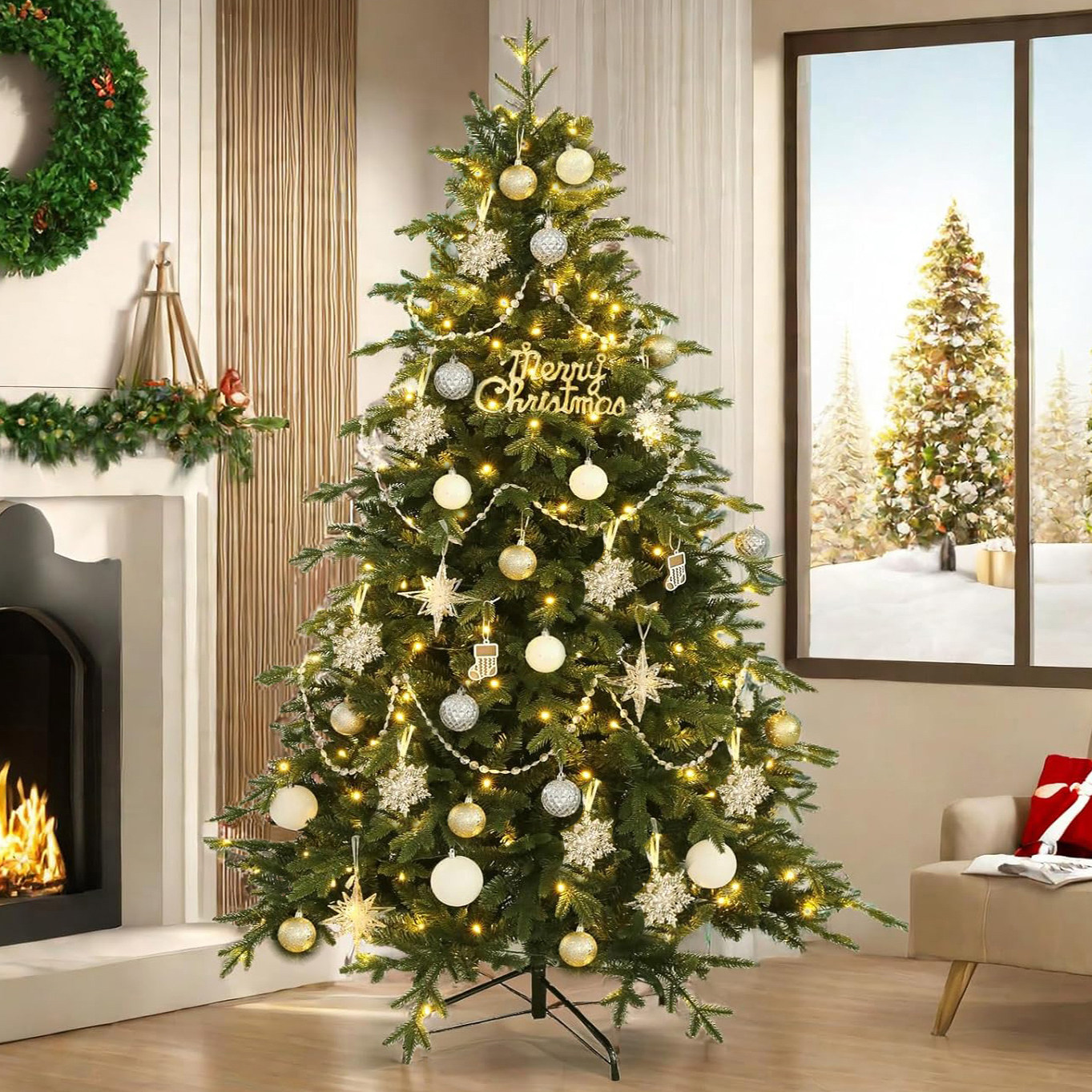 新款PE加密圣诞树套餐1.5m/1.8/2.1/2.4/3米豪华家用大型商场装饰