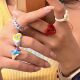 Enamel Oil Heart Ring Colorful Dripping Sweet Geometric for
