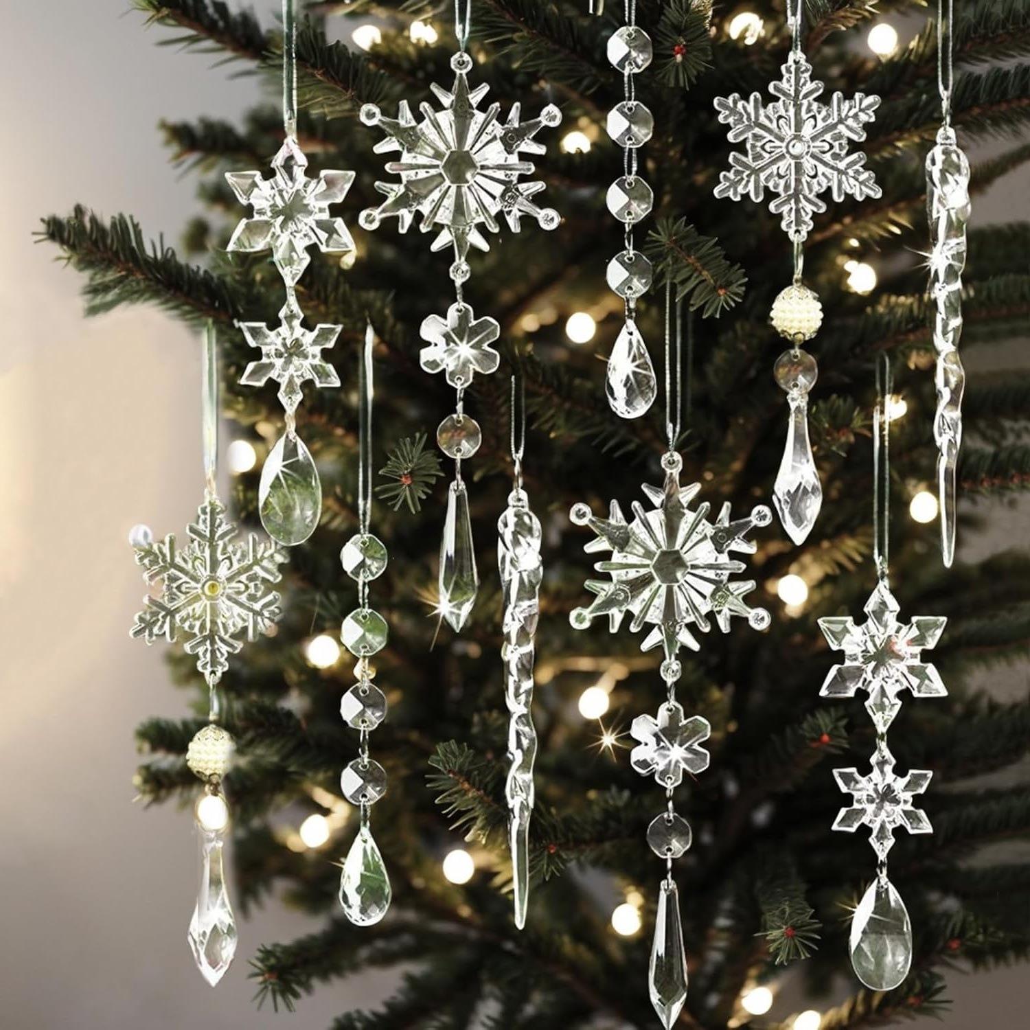 18 pieces of acrylic crystal tree ornaments for Christmas