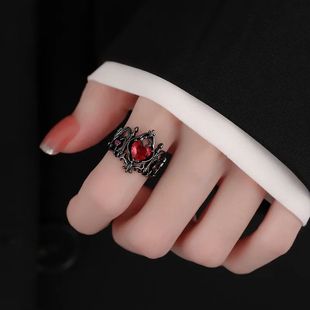 Gothic Cross Ring Heart-Shaped Ring Women's Special Fun Ligh