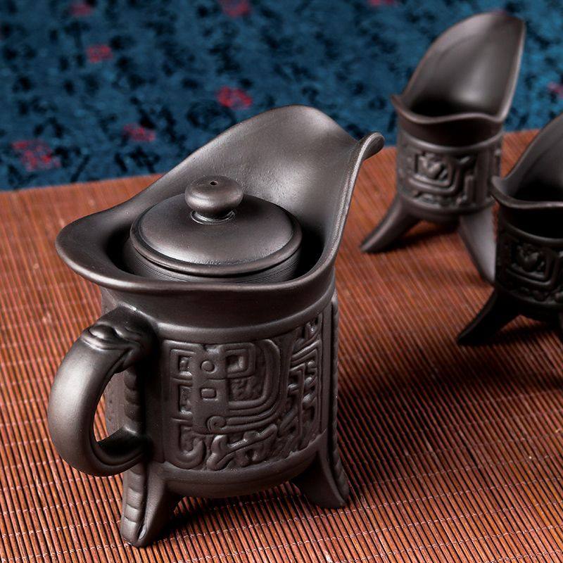 宜兴紫砂功夫茶具套装将军茶壶茶杯茶海复古办公茶具陶瓷家用茶道