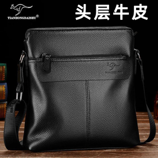 男士单肩包真皮休闲包包头层牛皮男包商务通勤斜挎包时尚小背包潮