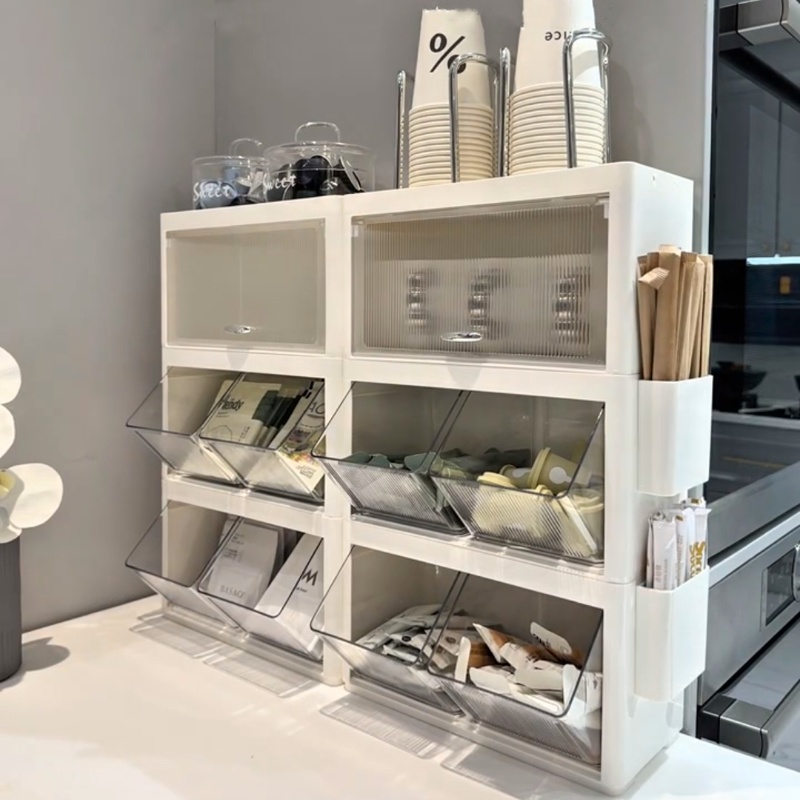 桌面整理盒收纳盒大容量咖啡包收纳架办公室茶水间桌面杯子置物架