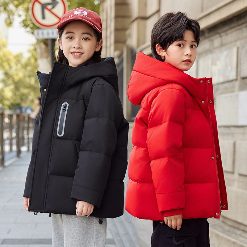儿童羽绒服2024新款洋气中大童短款加厚男童女童白鸭绒冬装外套