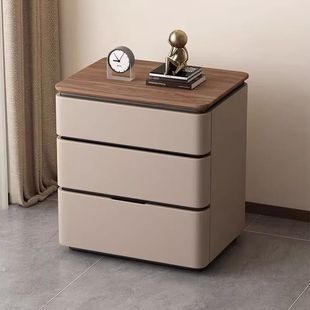 2025新款实木三层床头柜家用现代卧室收纳柜简约轻奢高端床头柜子