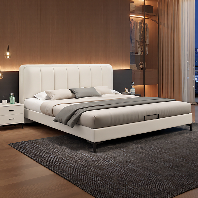 喜临门超薄床头床极简真皮床1.35米小户型1米2单人床1.5米8卧室双