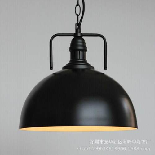 工业风复古黑色吊灯美式乡村简约客厅餐厅饭厅吧台铁艺单头