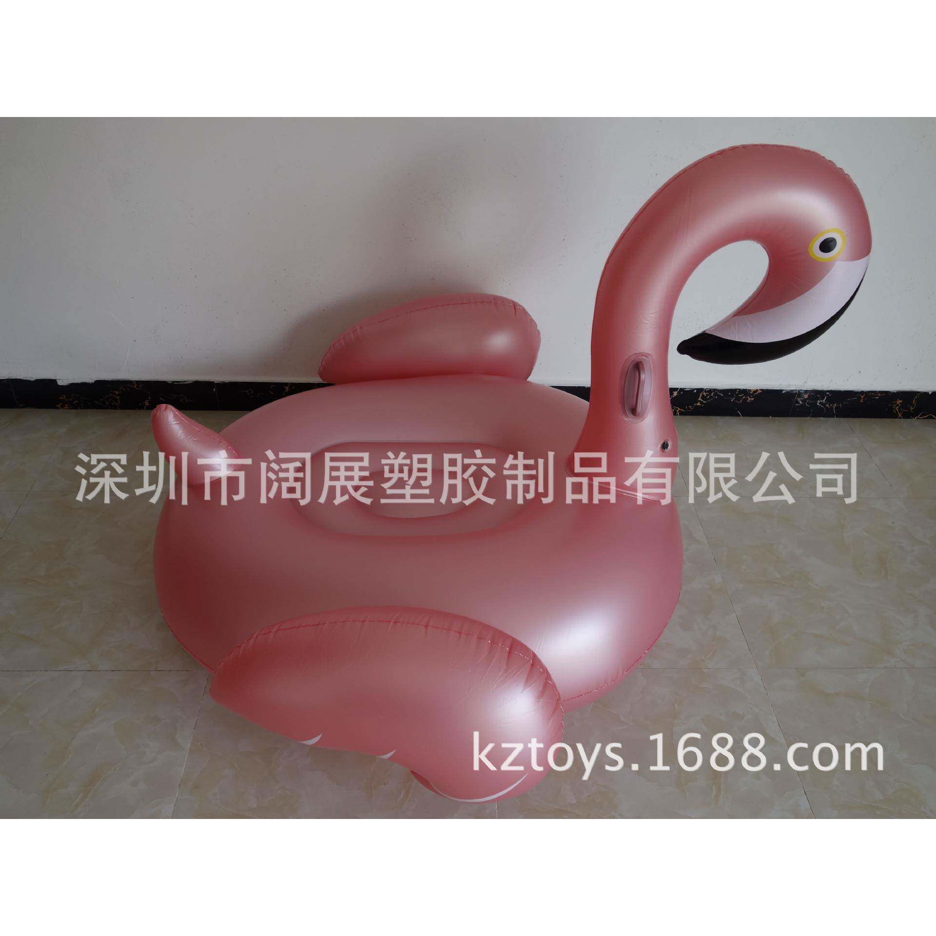 现货PVC充气玫瑰金火烈鸟珠光粉珠光金香槟金火烈鸟坐骑浮排