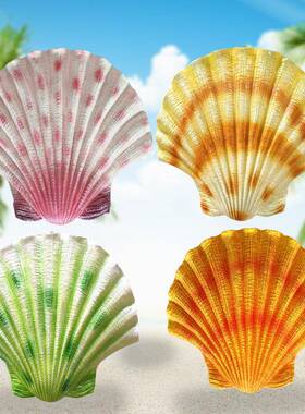 仿真扇贝摆件海洋主题海星雕塑水族馆展馆墙面招牌壁挂贝壳装饰品