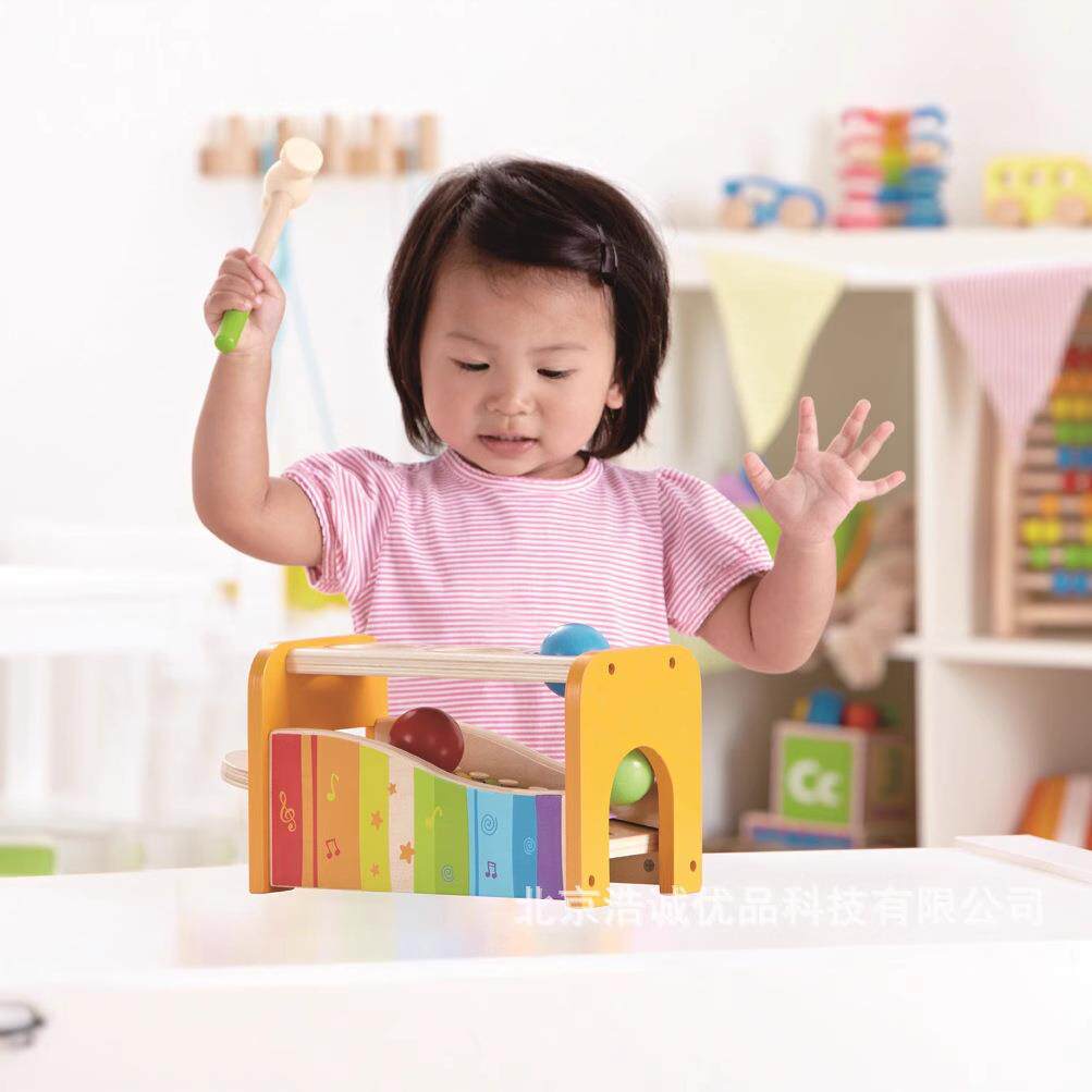 hape手敲琴婴幼儿童宝宝打击台乐器八音小木琴早教益智玩具1-2岁
