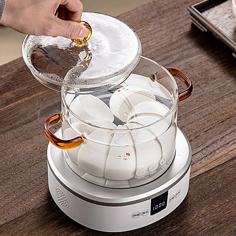 玻璃消毒锅茶洗加厚带盖大号耐高温茶具配件电陶炉煮茶器茶杯之满图片