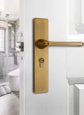 单舌门锁卧室静音k室内木门锁体黑色房间房内家用简约房间双舍门