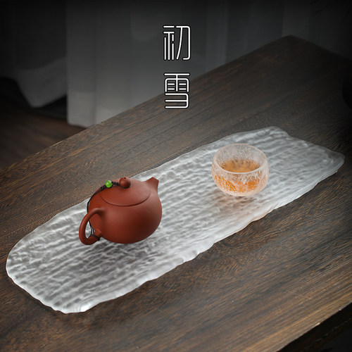 日式玻璃茶盘小型轻奢现代家用小茶台功夫茶具创意干泡台茶杯托盘