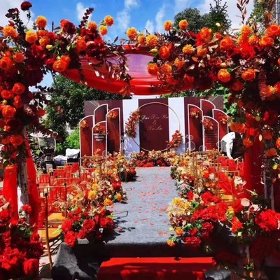 婚庆道具新款婚礼背景圆环网格拱门铁艺派对气球拱门户外装饰场景