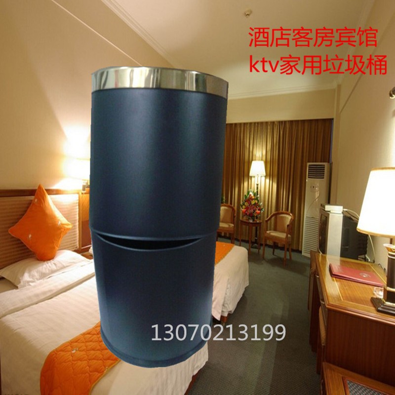 双层圆形垃圾桶无盖不q锈钢酒店客房垃圾篓家用创意家居简约卫生