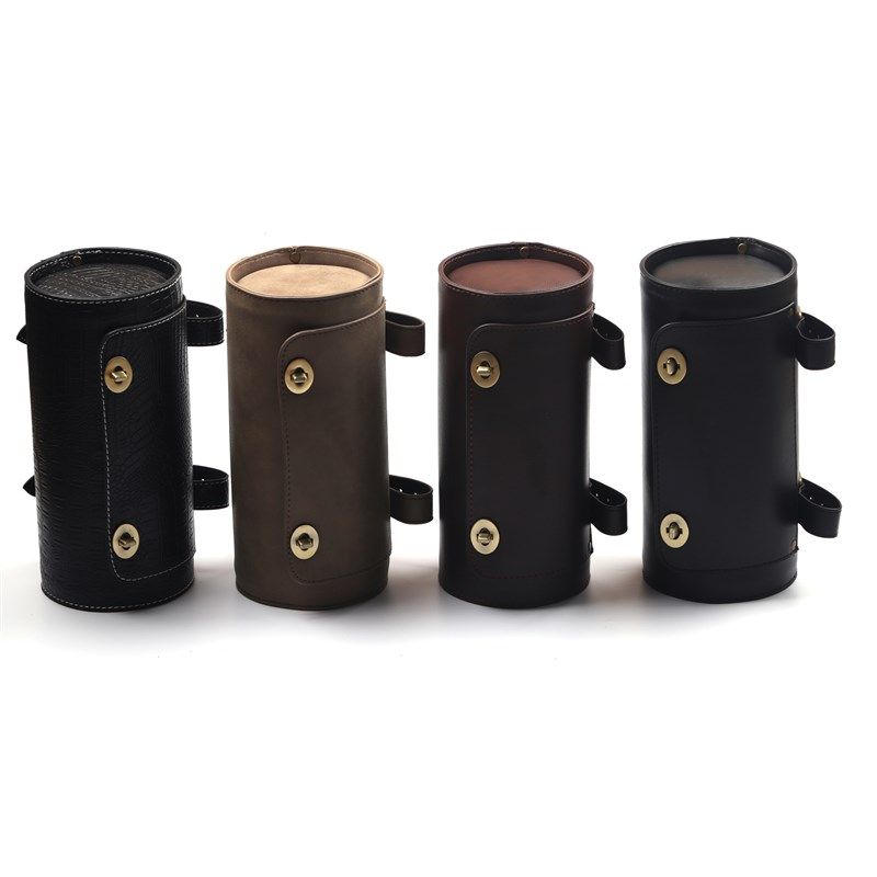 摩托电动踏板街车通用改装防水复古车头后尾座圆筒桶皮革挂箱边包