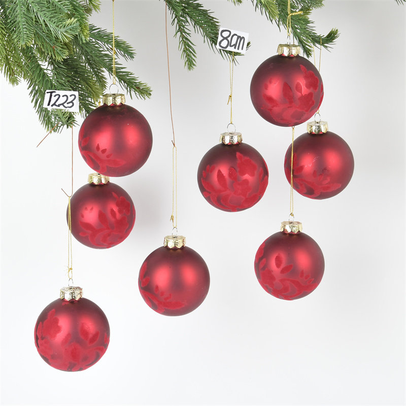 圣诞装饰品玻璃彩绘球吊饰挂件圣诞树场景布置五彩玻璃球节庆挂饰