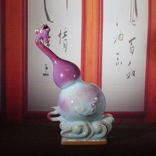 禹州神垕钧瓷摆件福禄有余送礼品祝福陶瓷客厅玄关办公室装饰摆设