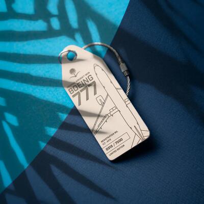 德国Aviationtag 沙特阿拉伯波音B777 飞机蒙皮行航空李牌钥匙扣