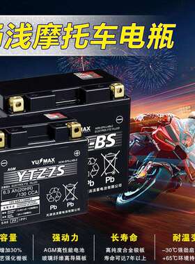 12V通用汤浅摩托车电池YTX9-BS赛600贝纳利YTZ14S川崎凯越400电瓶