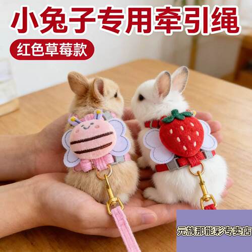 超小号兔子牵引绳防挣脱遛小兔子专用神器背心可伸缩外出溜兔绳子