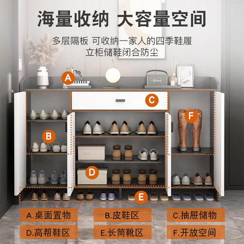 家用门口鞋柜楼道入户玄关大容量收纳一体简易多层门厅储物柜鞋柜