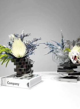 简约K9水晶客厅茶几插干花瓶餐厅吧台酒店别墅样板间摆件软装饰品