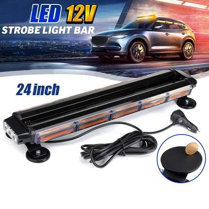 5节cob汽车爆闪警示灯四面频闪LED车顶开道灯磁铁吸顶杠灯