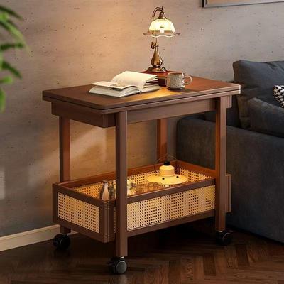 移动茶几小户型家用折叠中古边几客厅沙发边柜茶几桌可移动小推车