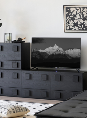 法式复古风实木床头柜卧室家用小户型床边柜南洋风黑色床边收纳柜