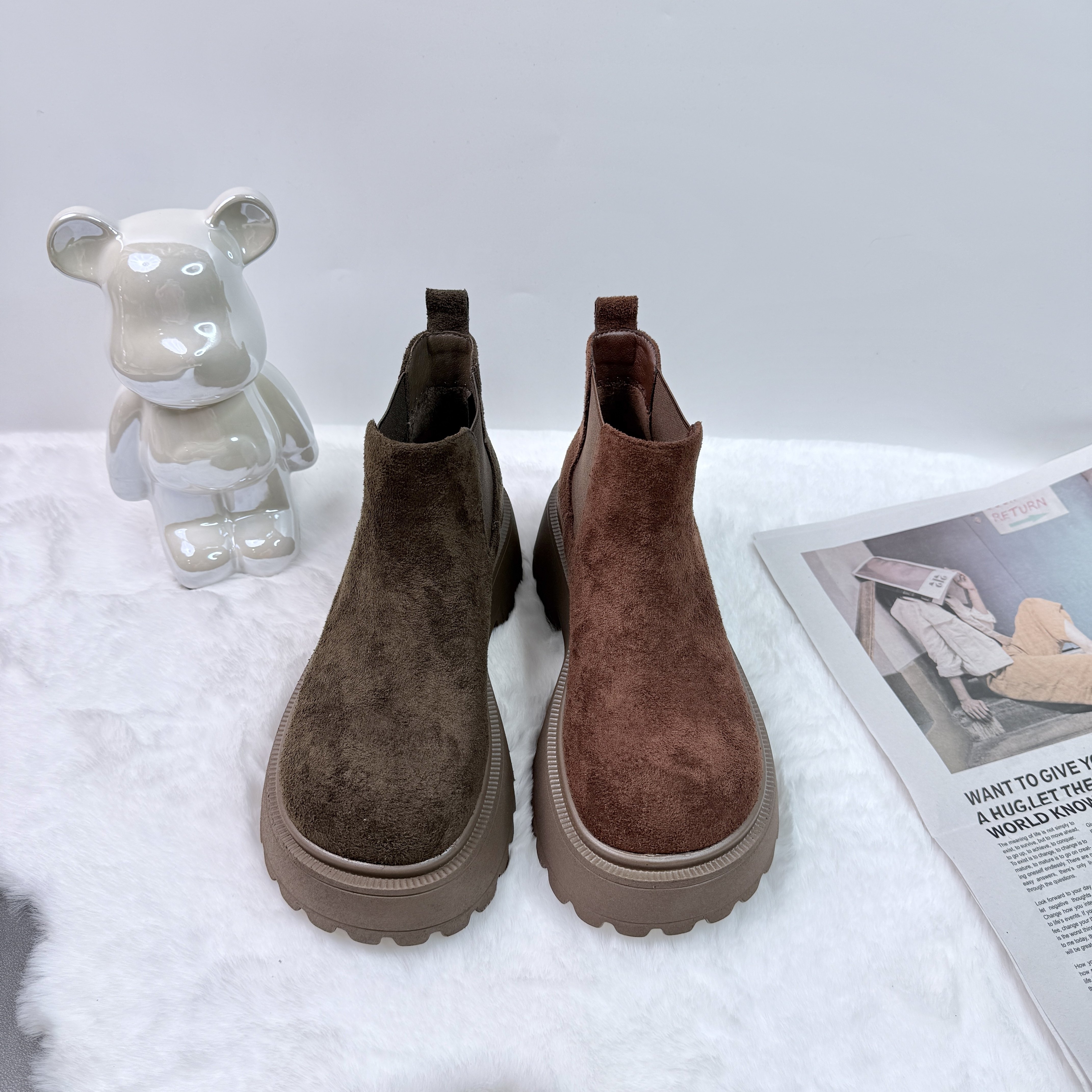 松糕厚底马丁靴女2025秋季新款套筒小短靴复古英伦风磨砂皮烟筒靴,女鞋,勃肯鞋/软木鞋,淘宝优惠券,粉丝福利购,淘宝优惠卷