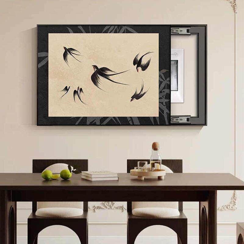 中古风电表箱装饰画2024新款新中式复古配电箱遮挡高级免打孔挂画