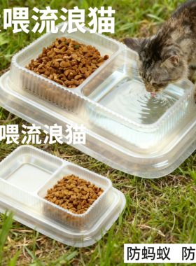 流浪猫一次性二合一猫碗便携