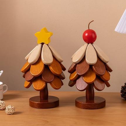 圣诞树餐垫防烫耐高温隔热垫家用创意盘子餐桌垫实木锅垫YL