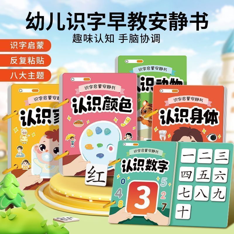 幼儿识字书儿童认字启蒙早教安静书幼儿园宝宝益智认知片玩具CL