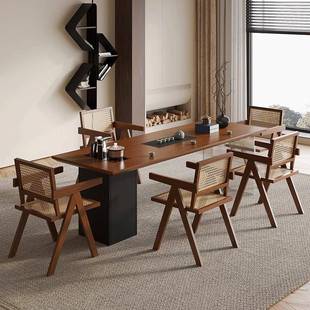 中古风全实木茶桌椅组合现代简约茶台原木泡茶桌家用办公室茶桌