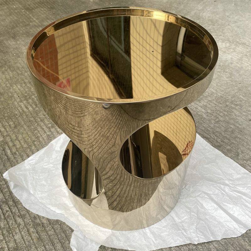 会客不锈钢镜面茶几客厅创意咖啡桌不规则组合小茶几接待桌