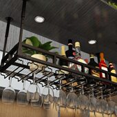 酒吧红酒杯架倒挂欧式 悬挂酒瓶置物架吧台高脚杯吊架家用酒柜酒架