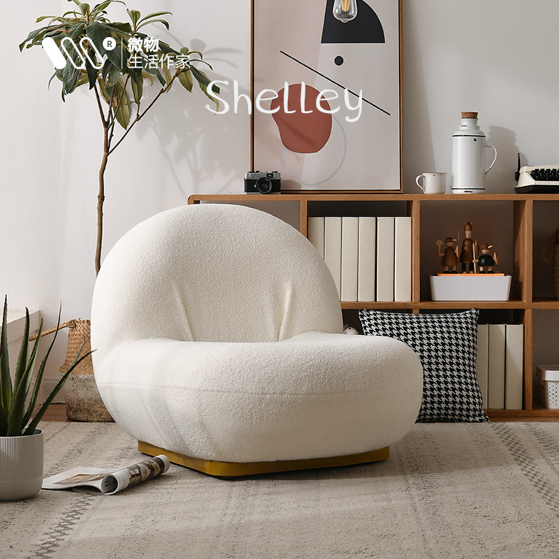 雪梨懒人沙发椅子泰迪绒北欧单人网红轻奢家用客R厅创意旋转榻榻