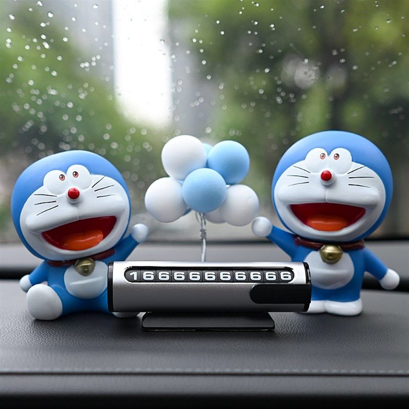 卡通蓝猫临时停车号码牌金属x挪车电话牌汽车装饰创意数字移车摆
