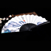 古风国潮扇子折扇10寸中国风插画定制汉服仙鹤随身男生霸气绢布竹