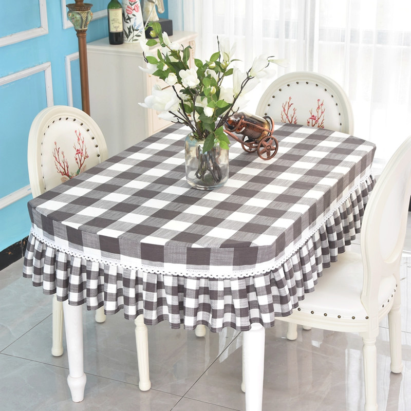 格子餐桌布现代简约家用桌子布盖布长椭圆茶几罩套宿舍桌子防尘布