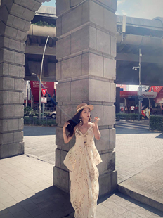 泰兰德旅游穿搭度假海滩绝美沙滩裙女高级感绝美重工吊带连衣裙夏