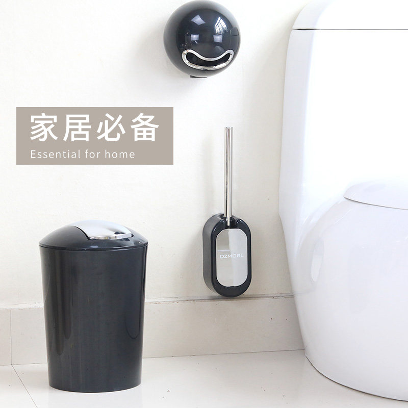 创意厕所卫生间免打孔三件套 垃圾桶纸巾盒马桶刷超值组合套餐装