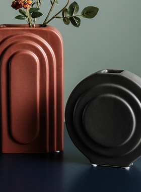 简约几何陶瓷花瓶摆件创意客厅桌面插花干花瓷器家居板房软装摆设