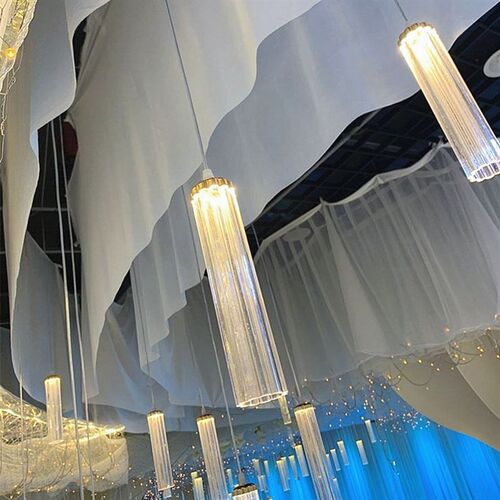 婚庆吊顶a装饰10头透明亚克力梅花管吊灯婚礼场景布置迎宾区挂灯